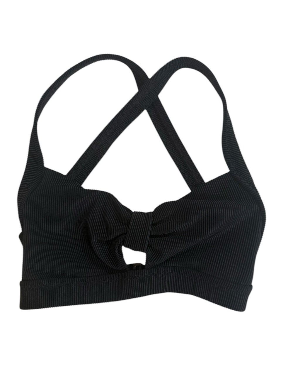 Rib Bow Bra, Black, YL